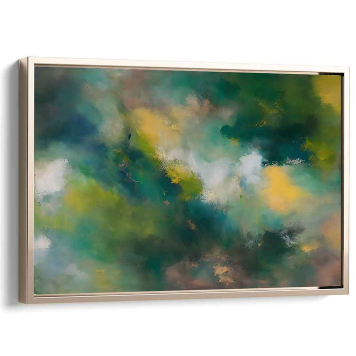 Wild Citrus Splash: Abstract Expressionist Green and Yellow Canvas Art Print