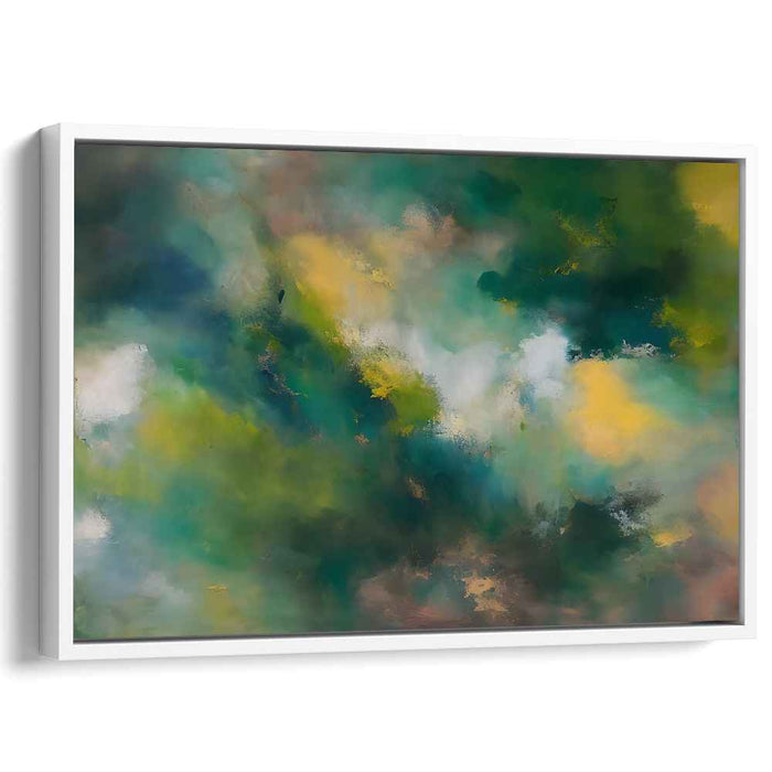 Wild Citrus Splash: Abstract Expressionist Green and Yellow Canvas Art Print