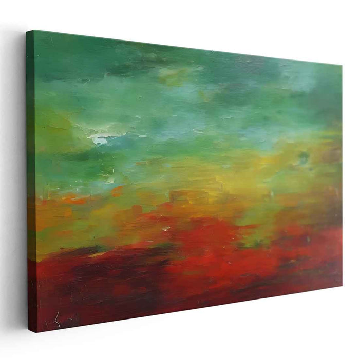 Ethereal Dusk Horizon: Abstract Landscape at Sunset Canvas Art Print