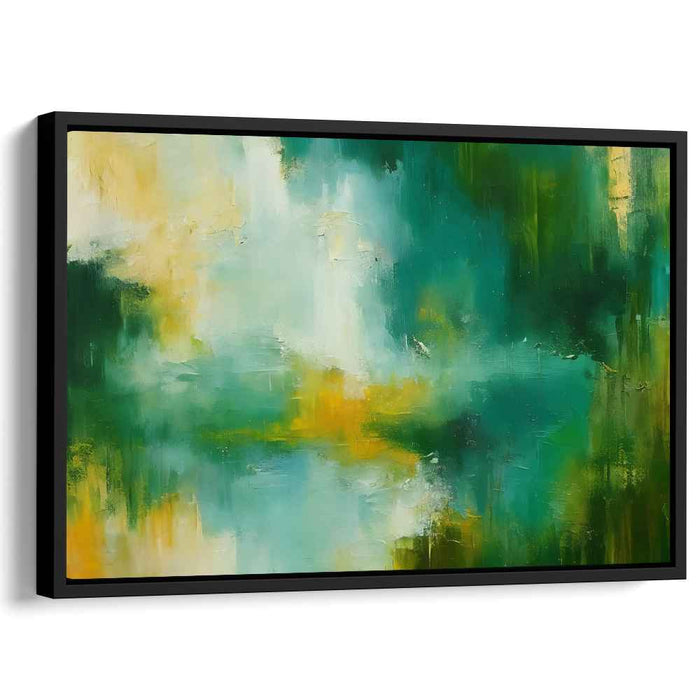 Hidden Citrus Serenade: Abstract Green and Yellow Canvas Art Print
