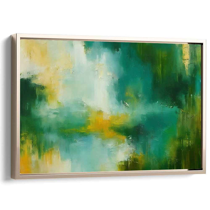 Hidden Citrus Serenade: Abstract Green and Yellow Canvas Art Print