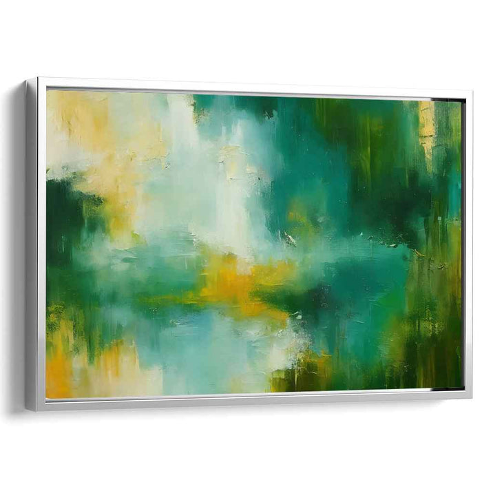 Hidden Citrus Serenade: Abstract Green and Yellow Canvas Art Print