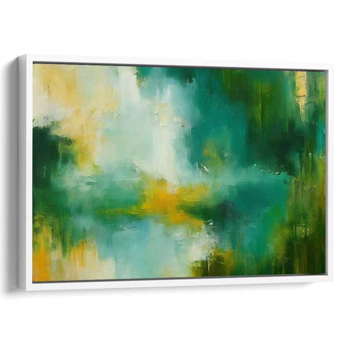 Hidden Citrus Serenade: Abstract Green and Yellow Canvas Art Print