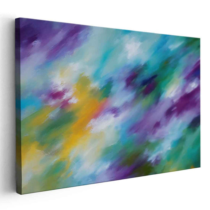 Nebula Emotions: Abstract Expressionist Blue and Purple Canvas Art Print