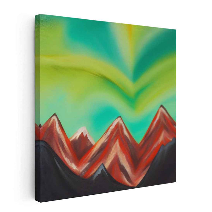 Aurora Peak Symphony: Vibrant Mountain Landscape with Aurora Sky