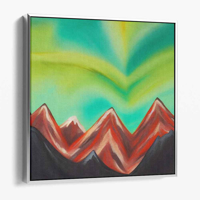 Aurora Peak Symphony: Vibrant Mountain Landscape with Aurora Sky