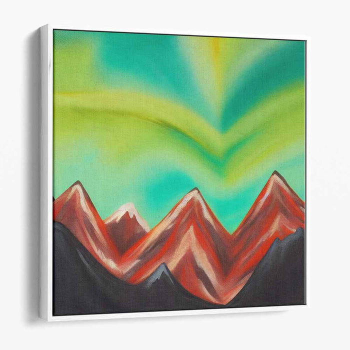 Aurora Peak Symphony: Vibrant Mountain Landscape with Aurora Sky
