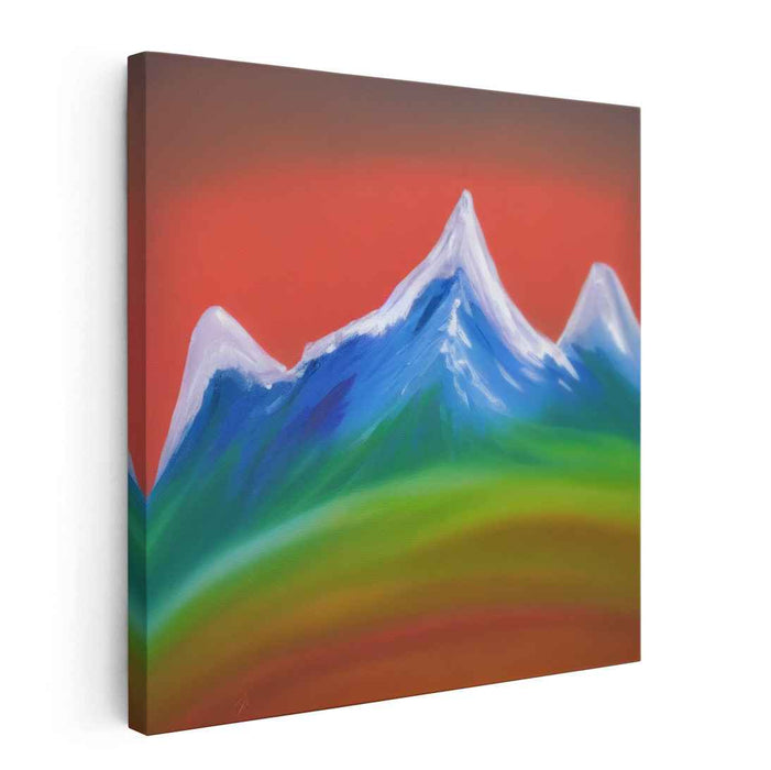Peak Abstract Terrain: Vibrant Abstract Mountain Landscape Canvas Art