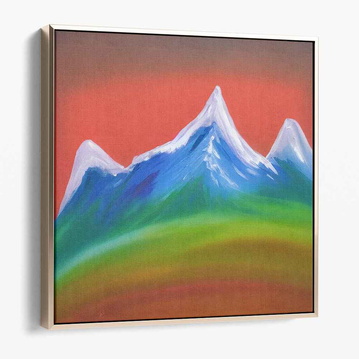 Peak Abstract Terrain: Vibrant Abstract Mountain Landscape Canvas Art