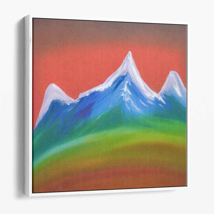 Peak Abstract Terrain: Vibrant Abstract Mountain Landscape Canvas Art