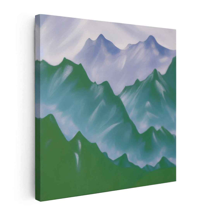 Tranquil Waterscapes Symphony: Tranquil Green and Blue Landscape Canvas Art Print