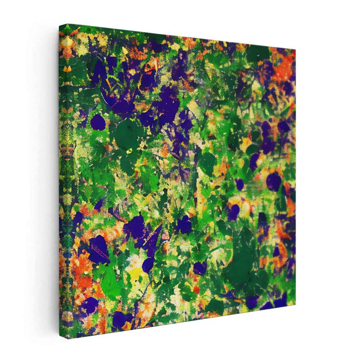 Verdant Melodic Abstraction: Abstract Expressionist Symphony in Green Canvas Art Print