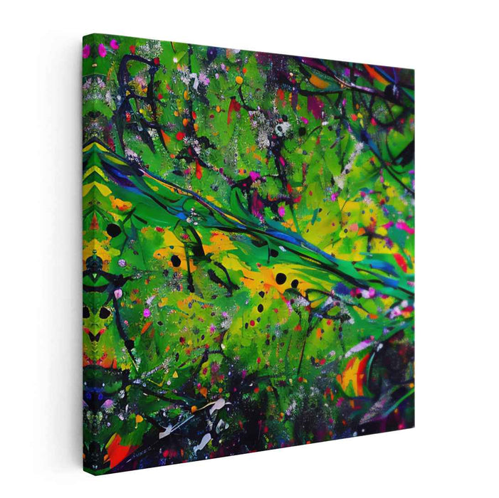 Emerald Melody Mirage: Abstract Expressionist Symphony in Green Canvas Art Print