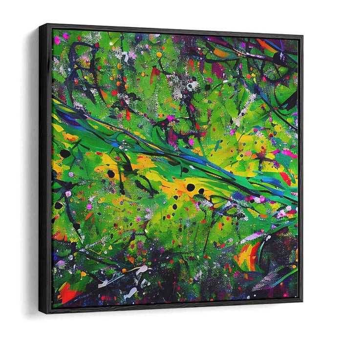 Emerald Melody Mirage: Abstract Expressionist Symphony in Green Canvas Art Print