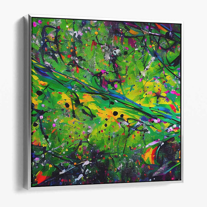 Emerald Melody Mirage: Abstract Expressionist Symphony in Green Canvas Art Print