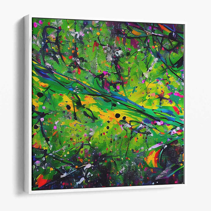 Emerald Melody Mirage: Abstract Expressionist Symphony in Green Canvas Art Print