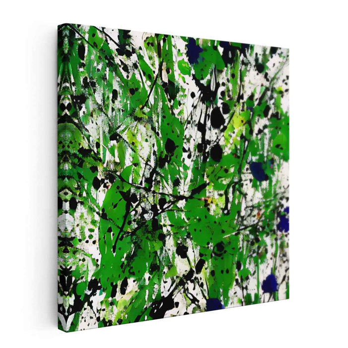 Verdant Chaos: Abstract Expressionist Green Canvas Art Print