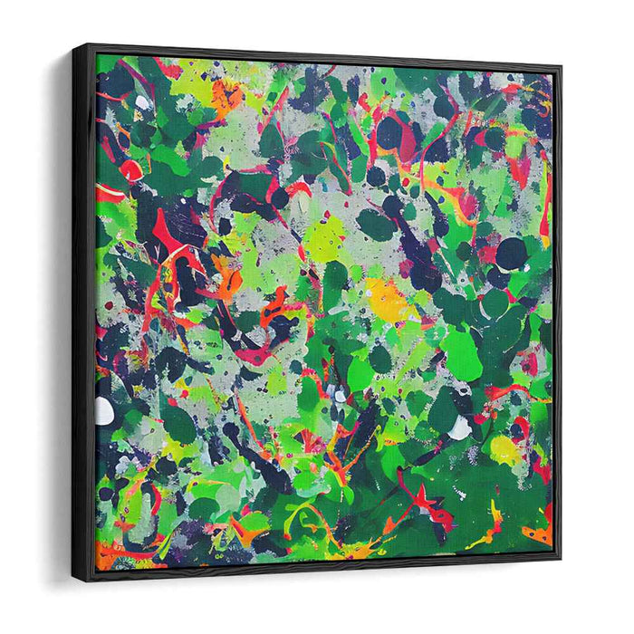 Emerald Frenzy: Abstract Expressionist Splatter Canvas Art