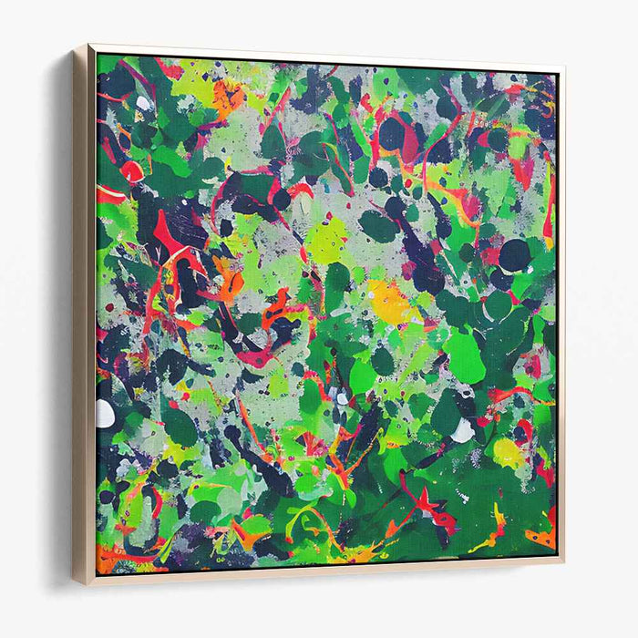 Emerald Frenzy: Abstract Expressionist Splatter Canvas Art