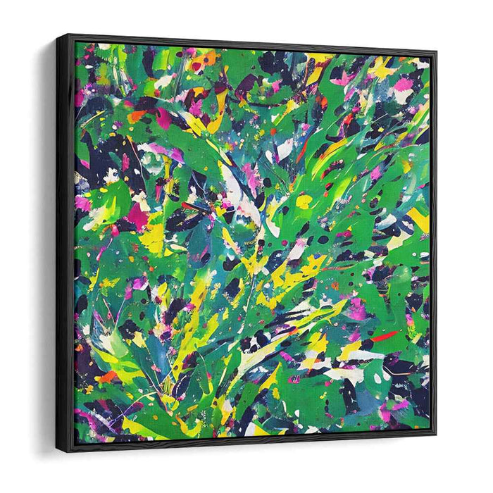 Dynamic Jungle: Abstract Expressionist Green Canvas Art Print