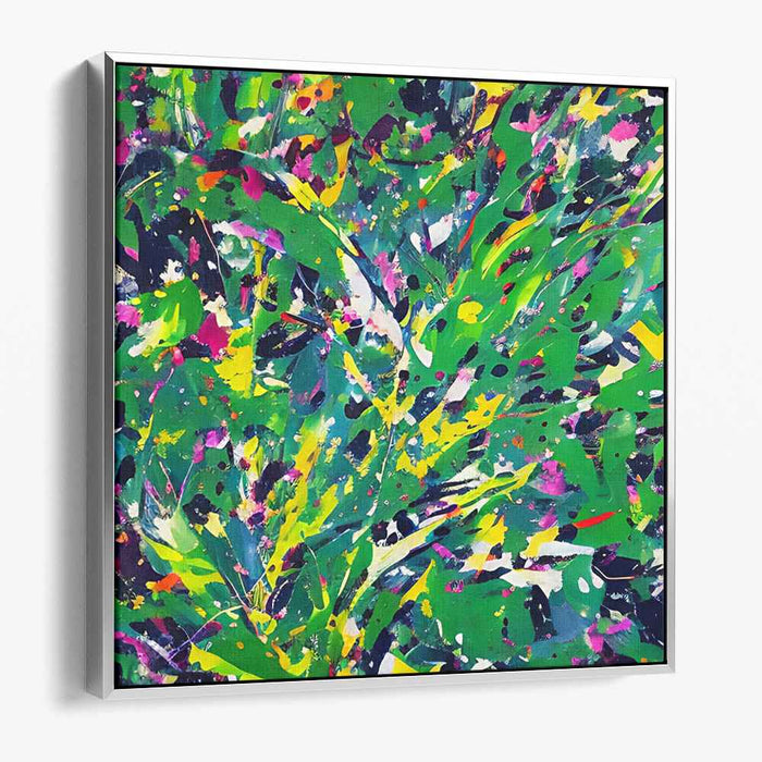 Dynamic Jungle: Abstract Expressionist Green Canvas Art Print