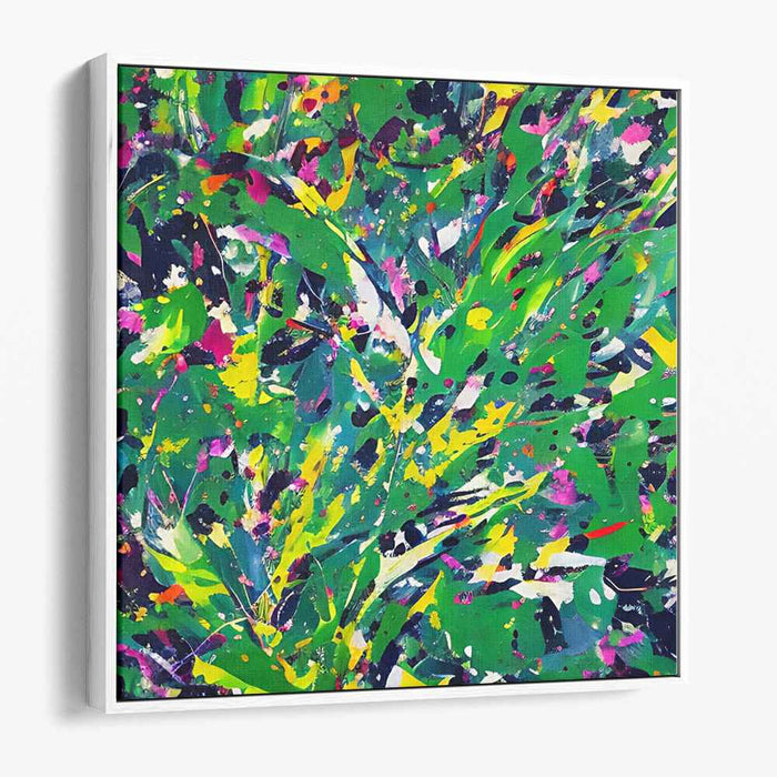 Dynamic Jungle: Abstract Expressionist Green Canvas Art Print