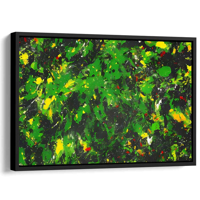 Enigmatic Citrus Symphony: Abstract Green and Yellow Expressionist Canvas Art Print