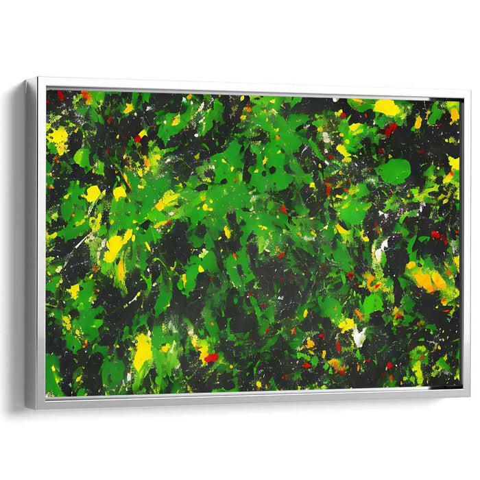 Enigmatic Citrus Symphony: Abstract Green and Yellow Expressionist Canvas Art Print