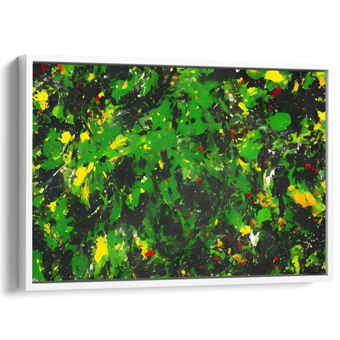 Enigmatic Citrus Symphony: Abstract Green and Yellow Expressionist Canvas Art Print
