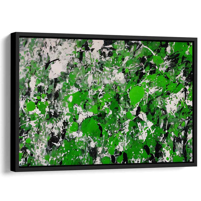Dynamic Green Splashes: Abstract Expressionist Canvas Art Print