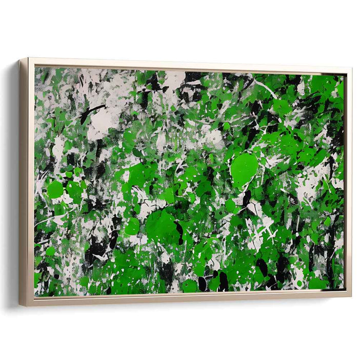Dynamic Green Splashes: Abstract Expressionist Canvas Art Print