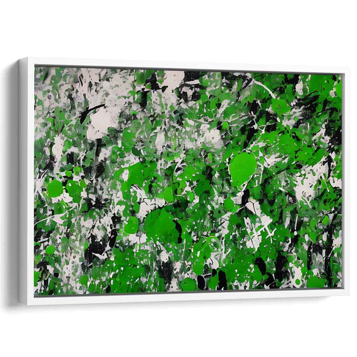 Dynamic Green Splashes: Abstract Expressionist Canvas Art Print