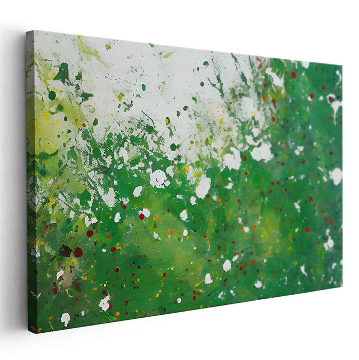 Emerald Veil Unveiled: Abstract Expressionist Green Canvas Art Print