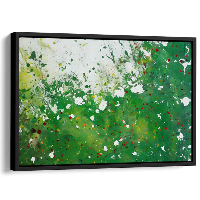 Emerald Veil Unveiled: Abstract Expressionist Green Canvas Art Print