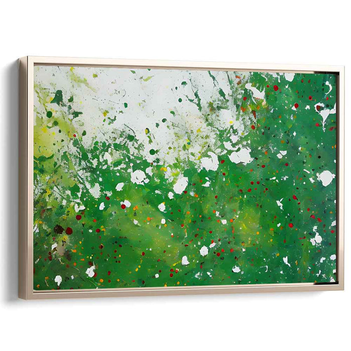 Emerald Veil Unveiled: Abstract Expressionist Green Canvas Art Print