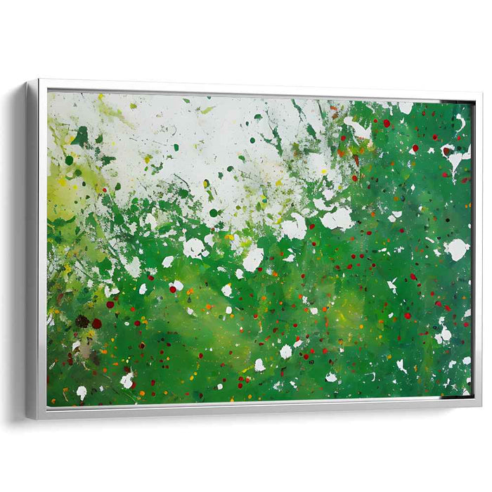 Emerald Veil Unveiled: Abstract Expressionist Green Canvas Art Print