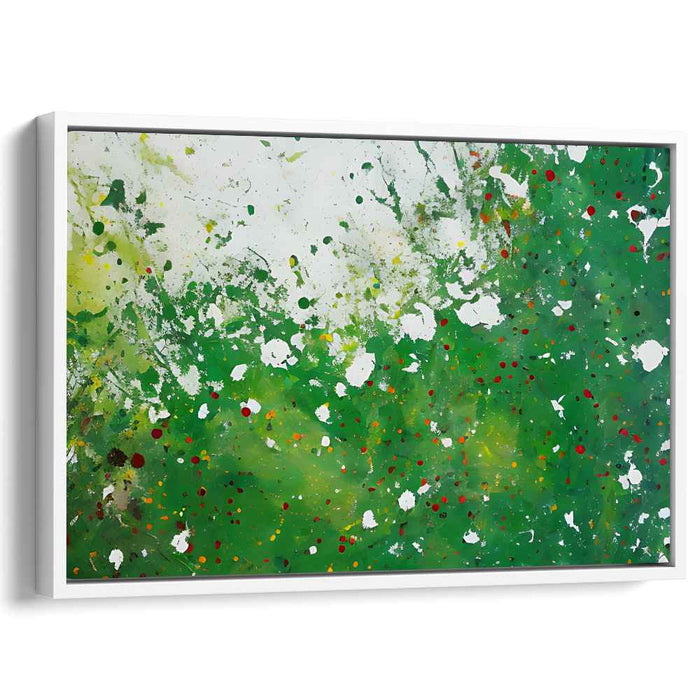 Emerald Veil Unveiled: Abstract Expressionist Green Canvas Art Print