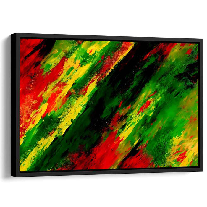 Rhapsody of Flames: Abstract Expressionist Fiery Red and Green Canvas Art Print