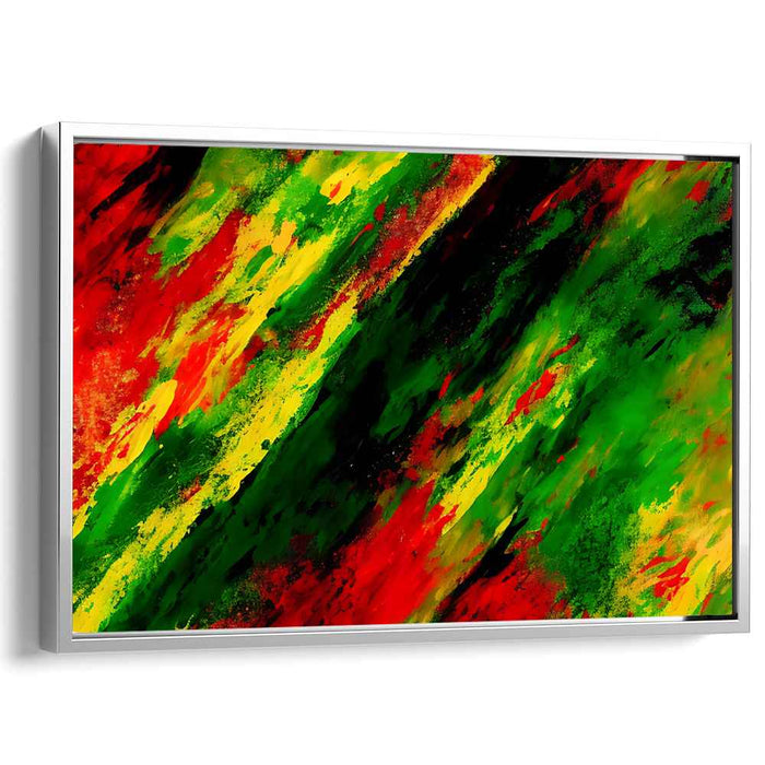 Rhapsody of Flames: Abstract Expressionist Fiery Red and Green Canvas Art Print