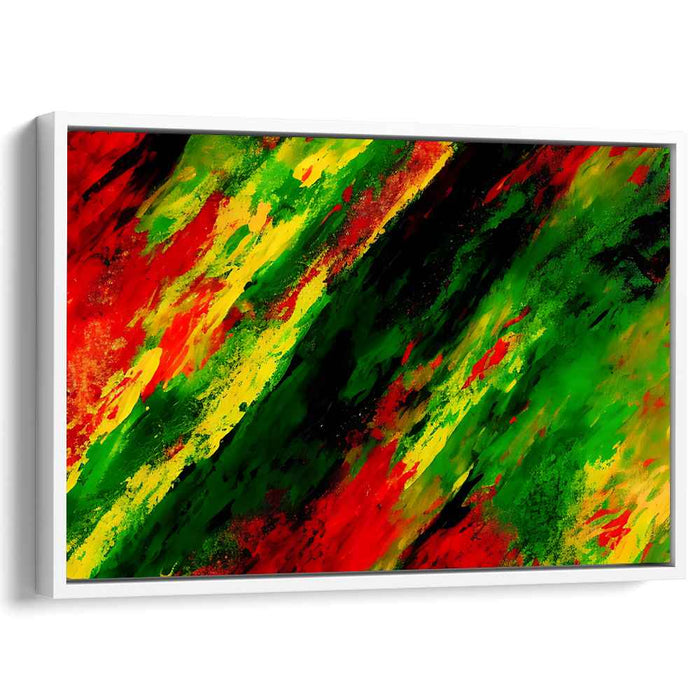 Rhapsody of Flames: Abstract Expressionist Fiery Red and Green Canvas Art Print