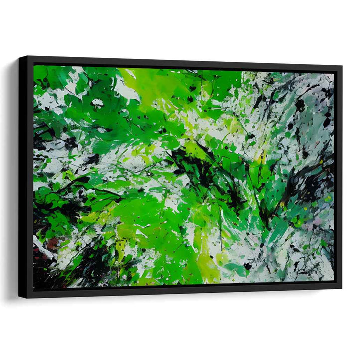 Emerald Echoes: Abstract Expressionist Green Canvas Art Print