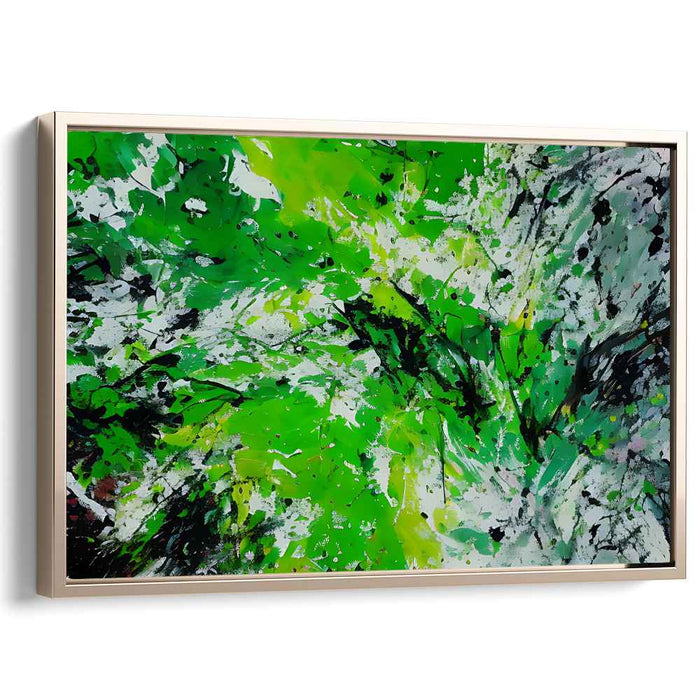 Emerald Echoes: Abstract Expressionist Green Canvas Art Print
