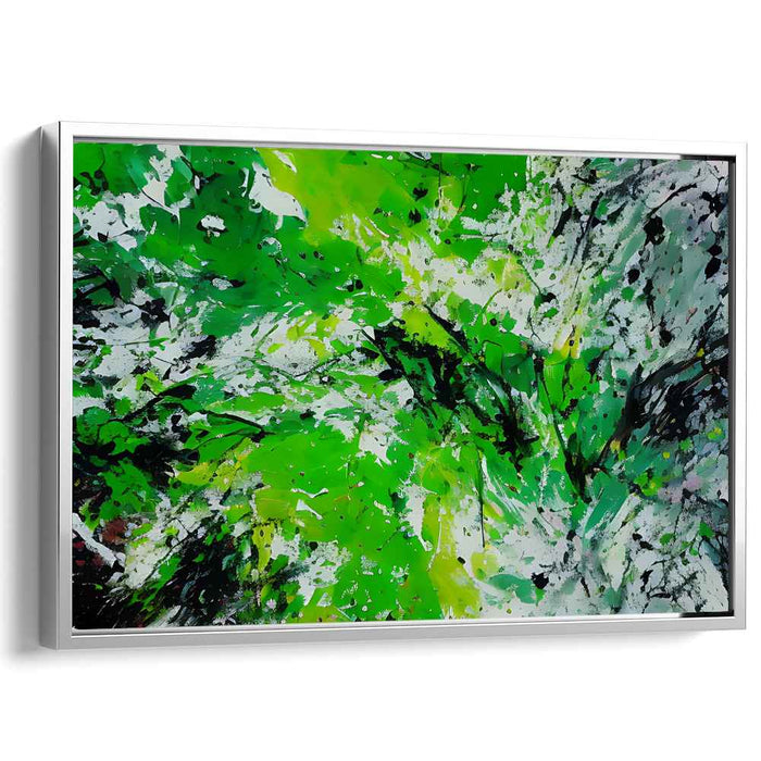 Emerald Echoes: Abstract Expressionist Green Canvas Art Print