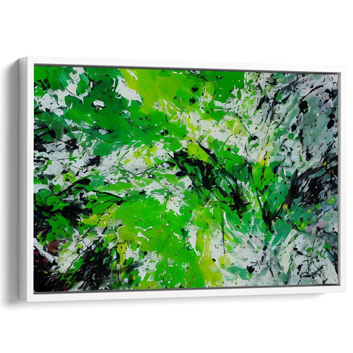 Emerald Echoes: Abstract Expressionist Green Canvas Art Print