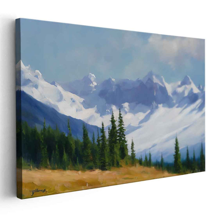 Aurora Over Peaks: Serene Mountain Landscape Canvas Art Print