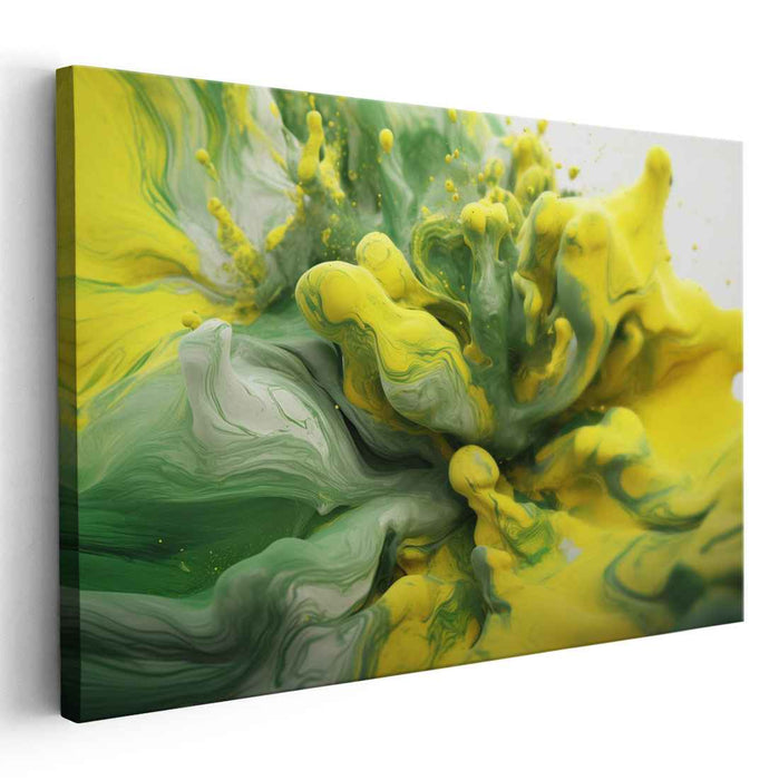 Lime Twist: A Dance of Colors - Dynamic Abstract Canvas Art