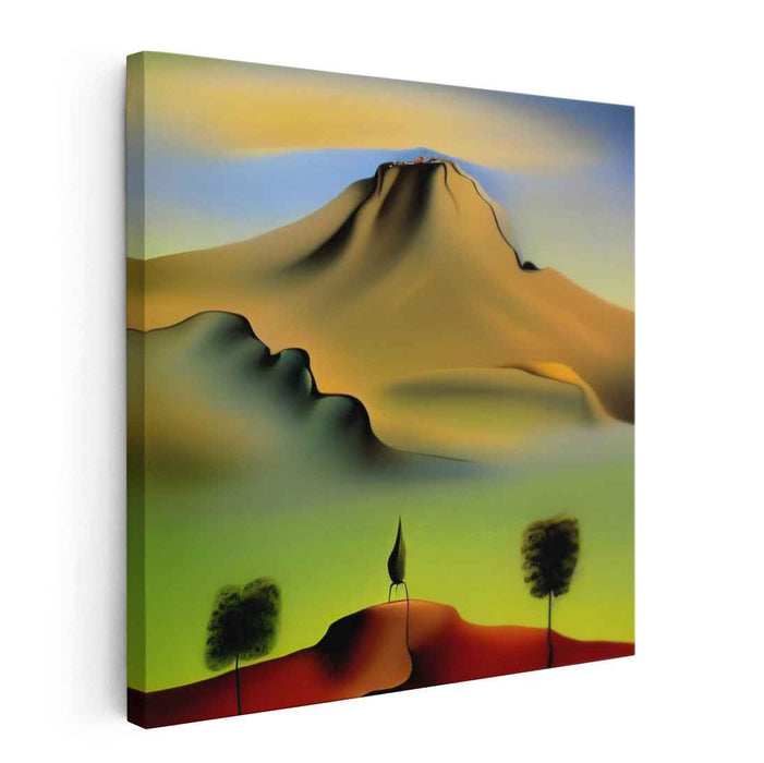 Dreamscape Summit: Surrealist Mountain Landscape Canvas Art Print