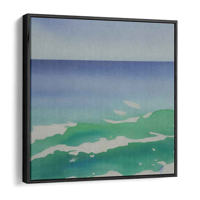 Azure Lagoon Melodies: Luminous Watercolor Ocean Waves Canvas Art