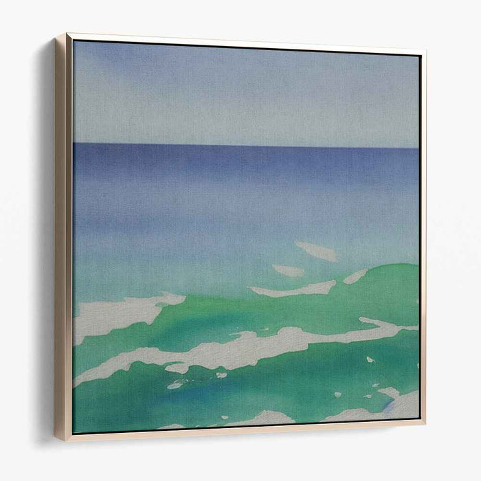 Azure Lagoon Melodies: Luminous Watercolor Ocean Waves Canvas Art