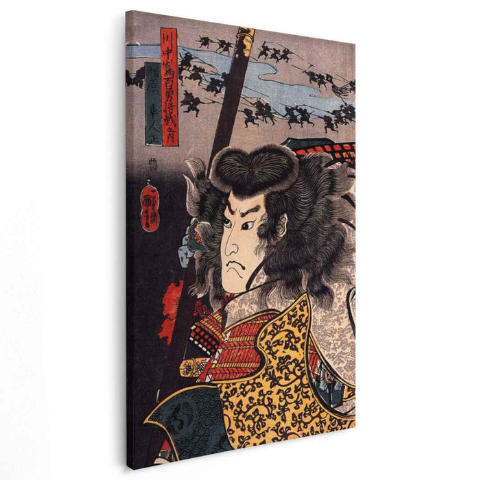 Hara Hayato no Sho holding a spear by Utagawa Kuniyoshi